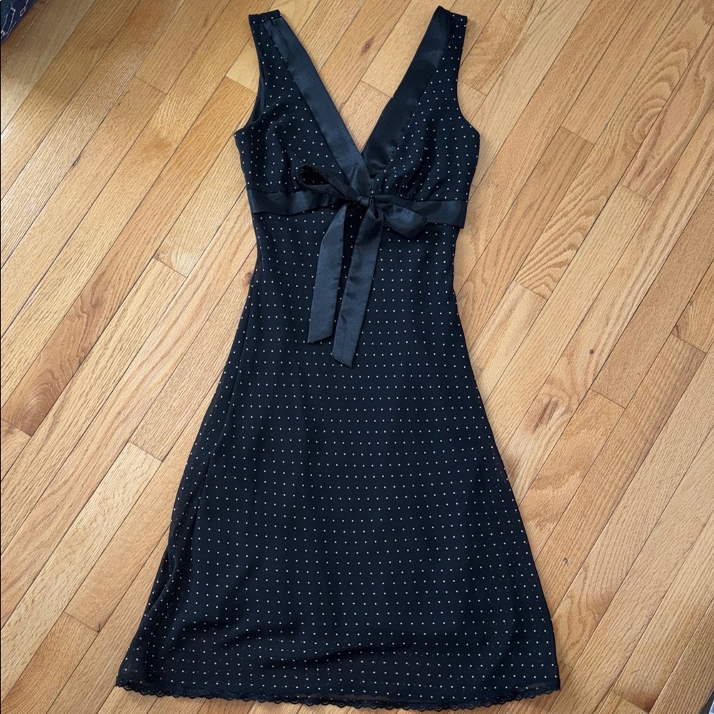 Forever 21 Black Midi Dress with Dotted Pattern